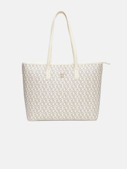 Tommy Hilfiger - Logo Off White Polyurethane Tote Bag