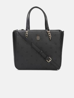 Tommy Hilfiger - Logo Black Polyurethane Handbag with Detachable Stap