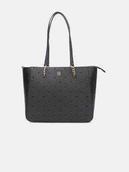 Tommy Hilfiger - Logo Black Polyurethane Tote Bag