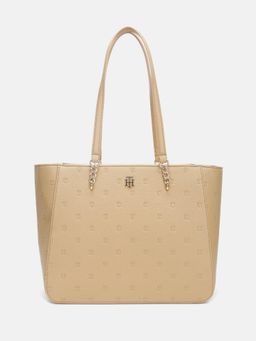 Tommy Hilfiger - Logo Beige Polyurethane Tote Bag