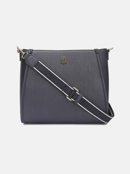 Tommy Hilfiger - Solid Blue Polyurethane Shoulder Bag with Detachable Stap