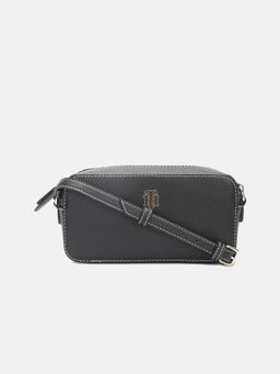 Tommy Hilfiger - Solid Black Polyurethane Sling Bag