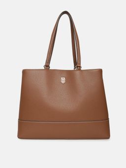 Tommy Hilfiger - Solid Tan Polyurethane Tote Bag