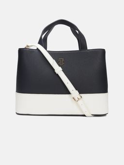 Tommy Hilfiger - Navy Blue Polyurethane Handbag with Detachable Stap