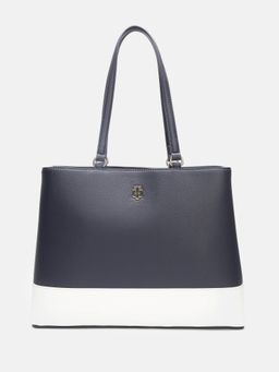 Tommy Hilfiger - Solid Blue Polyurethane Tote Bag