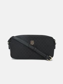 Tommy Hilfiger - Embroidered Black Polyester Sling Bag