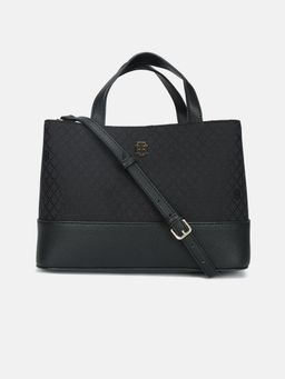 Tommy Hilfiger - Embroidered Black Polyester Handbag with Detachable Stap