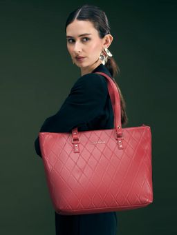 Caprese - Women Claudia Red Quilted Faux Leather Tote Bag