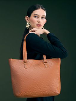 Caprese - Women Claudia Tan Quilted Faux Leather Tote Bag