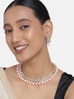 Peora - Ethnic Kundan Pearl Fancy Bridal Choker Necklace Earrings Set for Women