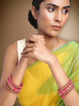 Peora - Silk Thread Stone Studded Chuda Bangle Set for Women (2.8)