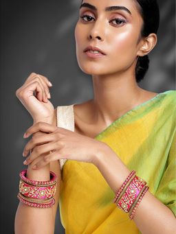Peora - Silk Thread Floral Bangle Set Bridal Chuda for Women (2.8)