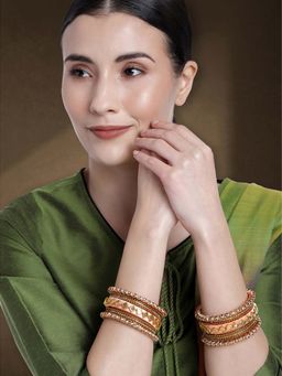Peora - Womens Silk Thread Kundan Chuda Chura Bangle Set (2.6)