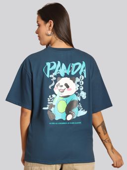 Twenty Dresses by Nykaa Fashion - Navy Blue Cotton Printed Womens Oversized T-Shirt