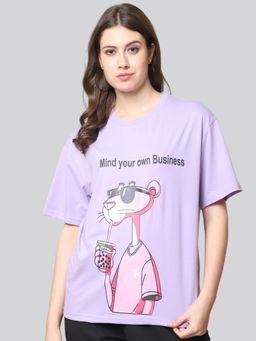 Twenty Dresses by Nykaa Fashion - Purple Cotton Printed Womens Oversized T-Shirt