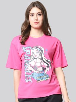 Twenty Dresses by Nykaa Fashion - Pink Cotton Printed Womens Oversized T-Shirt