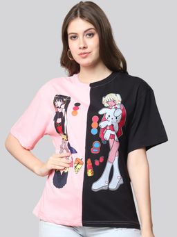 Twenty Dresses by Nykaa Fashion - Multi-Color Cotton Printed Womens Oversized T-Shirt