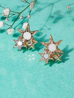 Lilly & Sparkle - Gold-Plated Floral Studs Earrings