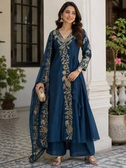 Gahan - Womens Elegant Style Anarkali Kurta and Palazzo with Dupatta