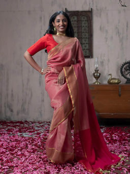 Suta - Pink Mul Cotton Zari saree