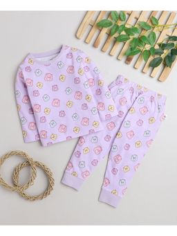 Bumzee - Lavender Girls Full Sleeves T-Shirt and Pyjama (Set of 2)