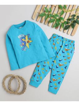 Bumzee - Blue Boys Full Sleeves T-Shirt and Pyjama (Set of 2)