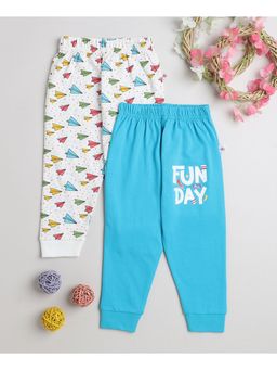 Bumzee - White and Blue Full Length Girls Pyjamas (Set of 2)