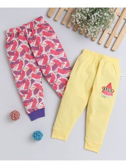 Bumzee - Yellow and Red Full Length Girls Pyjamas (Set of 2)