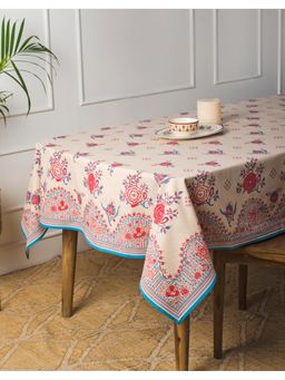 Fabindia - Red Cotton Chintz Printed Table Cover 6 Seater