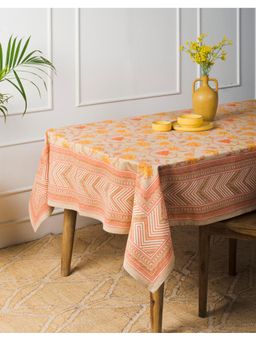 Fabindia - Yellow Cotton Printed Table Cover 6 Seater
