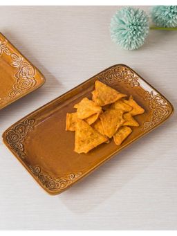 Fabindia - Yellow Ceramic Casted Chintz Platter