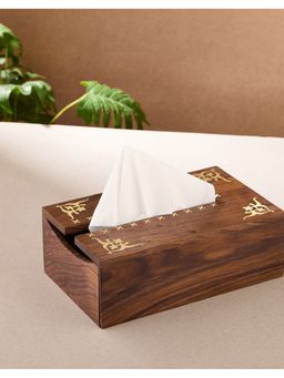 Fabindia - Brass Wood Inlay Nurvi Tissue Box
