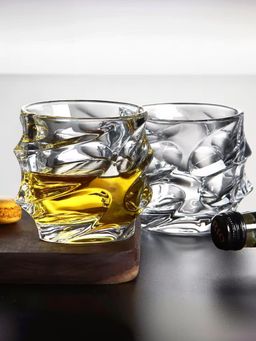 The Better Home - Zest Whiskey Glasses Transparent 240ml (Pack of 2)