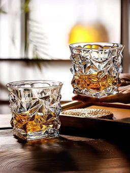 The Better Home - Zest Whiskey Glasses Transparent 280ml (Pack of 2)