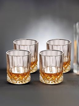The Better Home - Zest Whiskey Glasses Transparent 300ml (Pack of 4)
