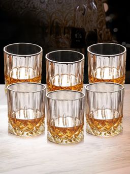 The Better Home - Zest Whiskey Glasses Transparent 300ml (Pack of 6)