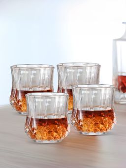 The Better Home - Zest Whiskey Glasses Transparent 200ml (Pack of 4)