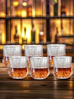 The Better Home - Zest Whiskey Glasses Transparent 200ml (Pack of 6)