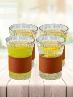 The Better Home - Glass Tea and Coffee Mugs 280ml Yellow (Pack of 4)