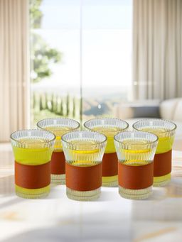 The Better Home - Glass Tea and Coffee Mugs 280ml Yellow (Pack of 6)