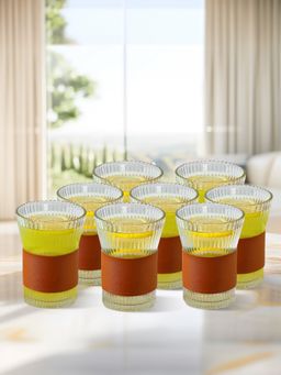 The Better Home - Glass Tea and Coffee Mugs 280ml Yellow (Pack of 8)