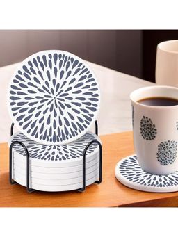 Ekhasa - Diatomite Coffee Tea Coasters with Cork Base & Steel Holder (Pack of 6)