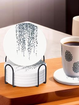 Ekhasa - Diatomite Coffee Tea Coasters with Cork Base & Steel Holder (Pack of 6)