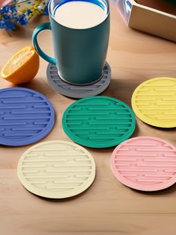 Ekhasa - Silicone Coffee Tea Coasters with Holder (Pack of 6)