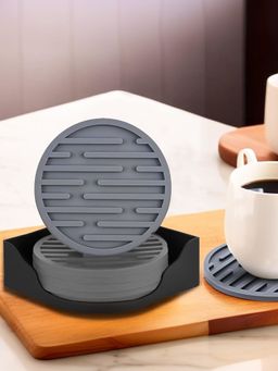 Ekhasa - Silicone Coffee Tea Coasters with Holder (Pack of 6)