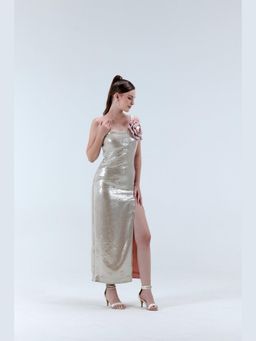 XAYA - Astrid Flower Detailed Sequins Bodycon Midi Dress