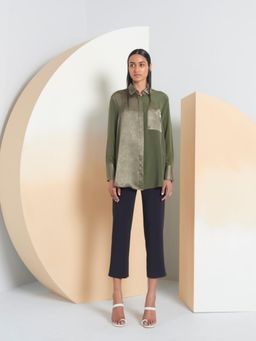 Perona - Silk Blend Women Olive Shirt