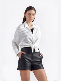 Perona - Cotton Satin Women White Shirt