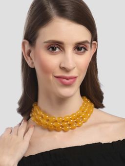 Karatcart - Yellow Tumble Stone Studded Beaded Choker Necklace for Women