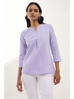 SALT Attire - Heather Top High-Low Pleated Top